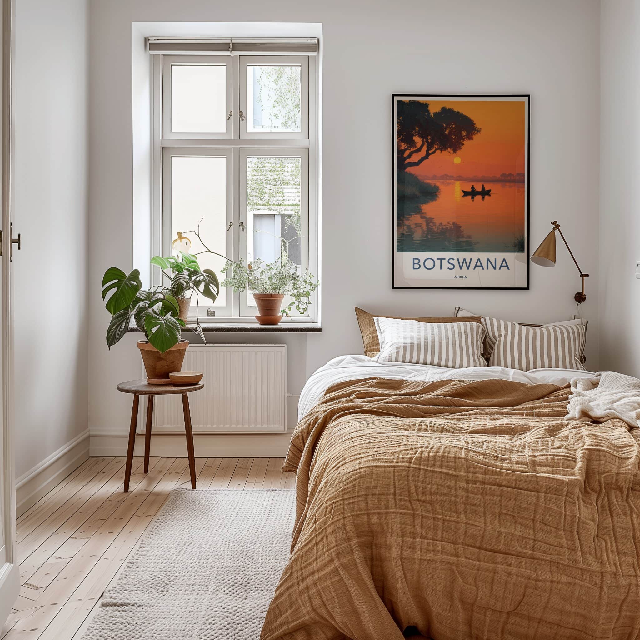 Botswana Poster - Africa Travel Art - Sunset River Canoe Gallery Art