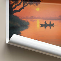 Botswana Poster - Africa Travel Art - Sunset River Canoe Gallery Art