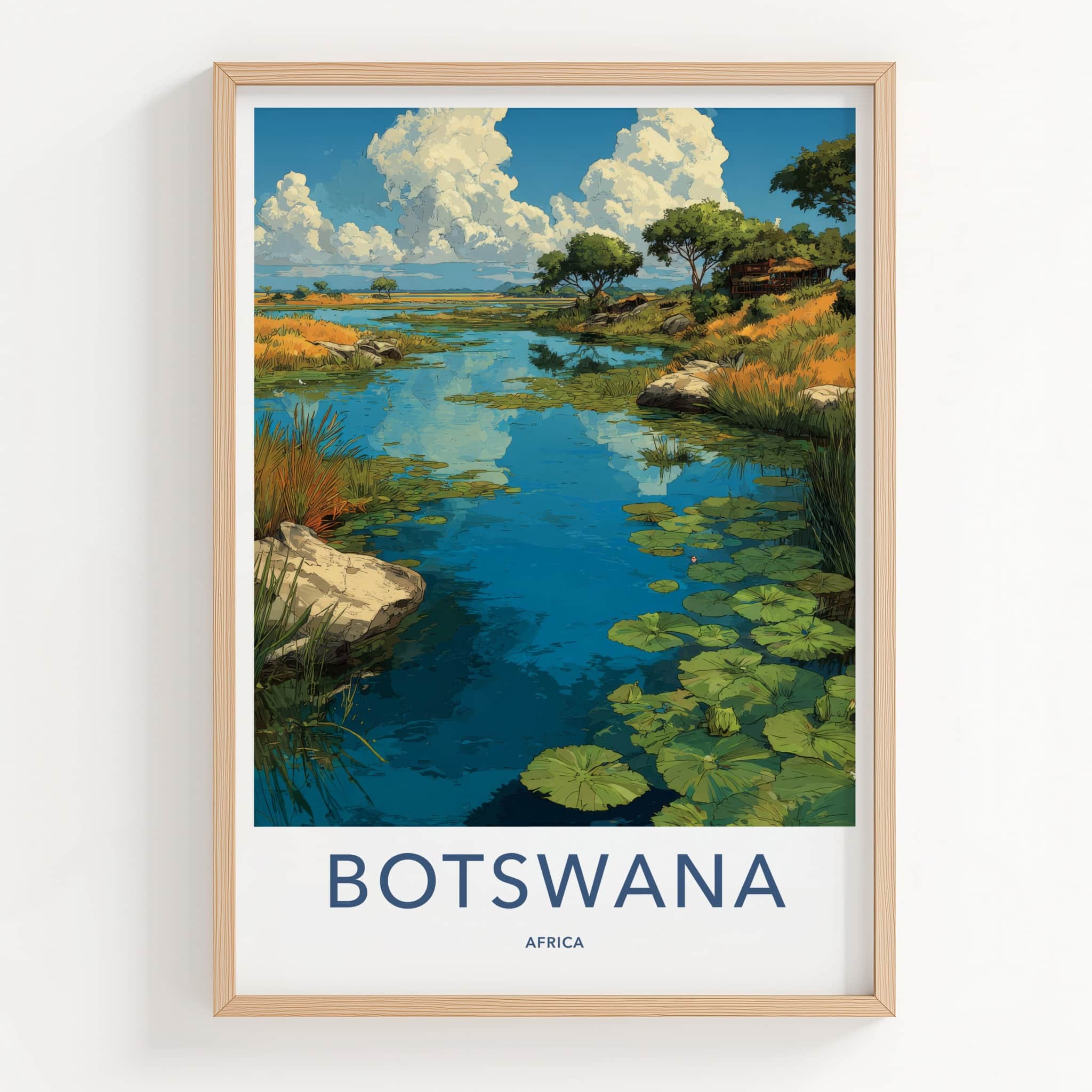 Botswana Poster - Africa Wall Art - Lush Watery Landscape Home Decor