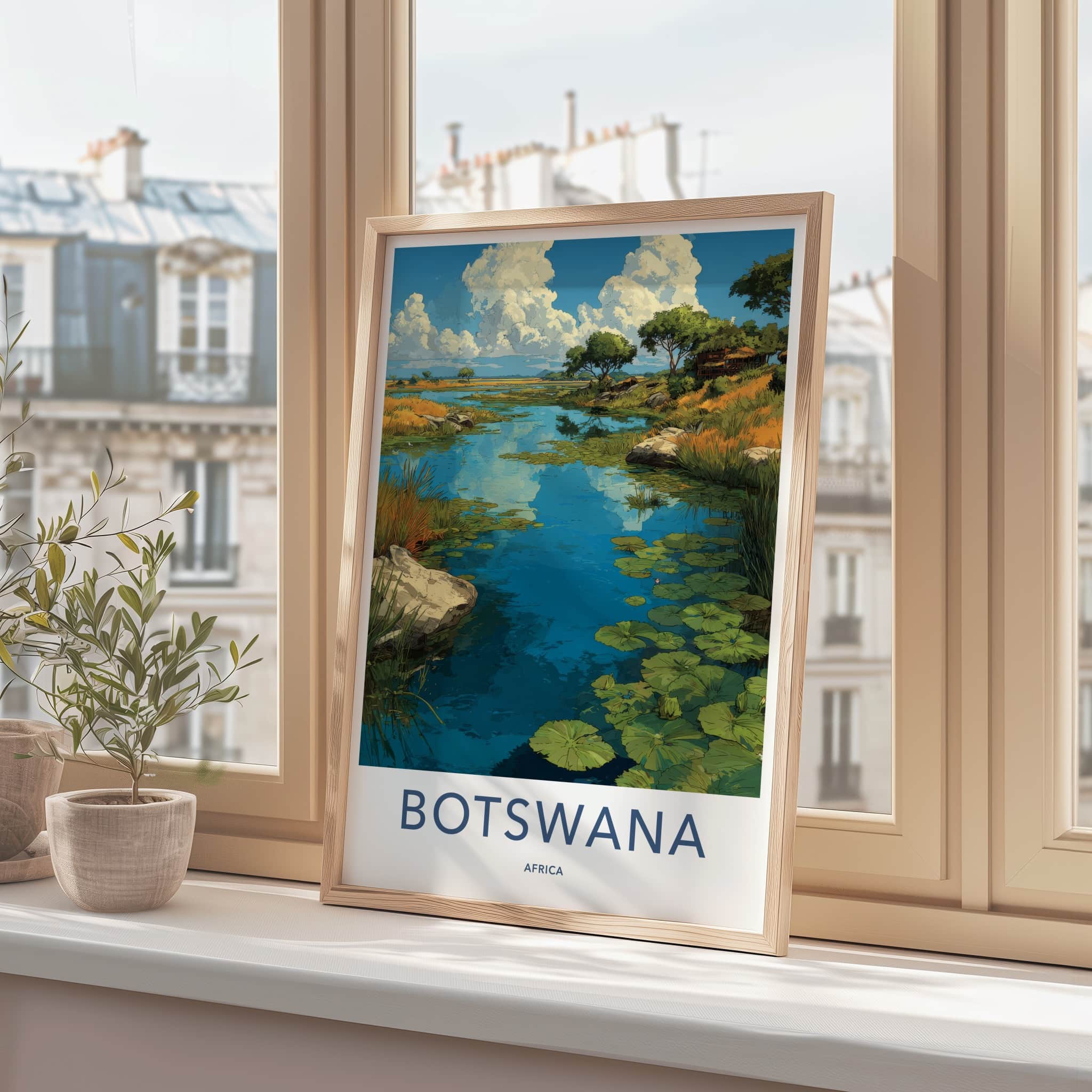 Botswana Poster - Africa Wall Art - Lush Watery Landscape Home Decor