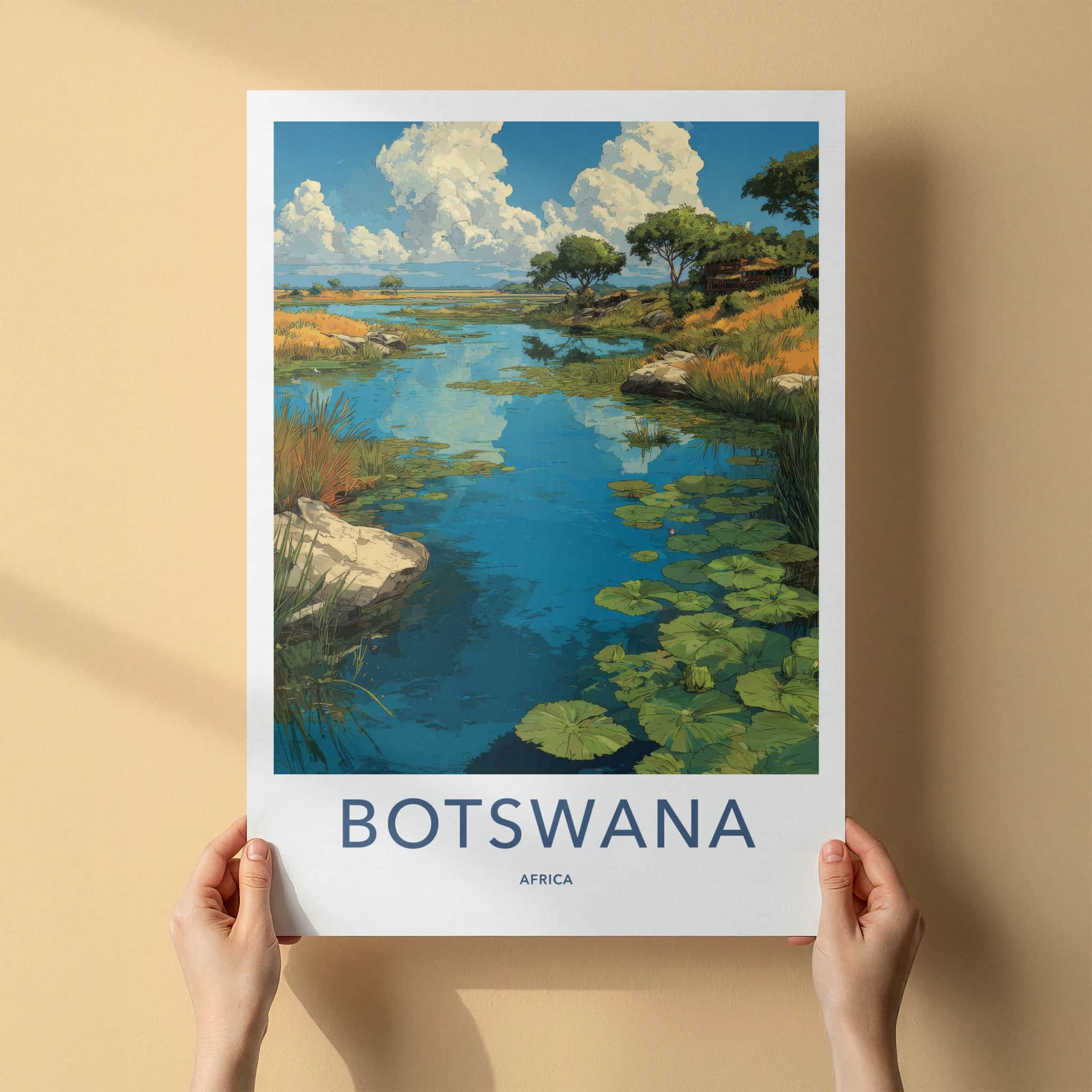 Botswana Poster - Africa Wall Art - Lush Watery Landscape Home Decor