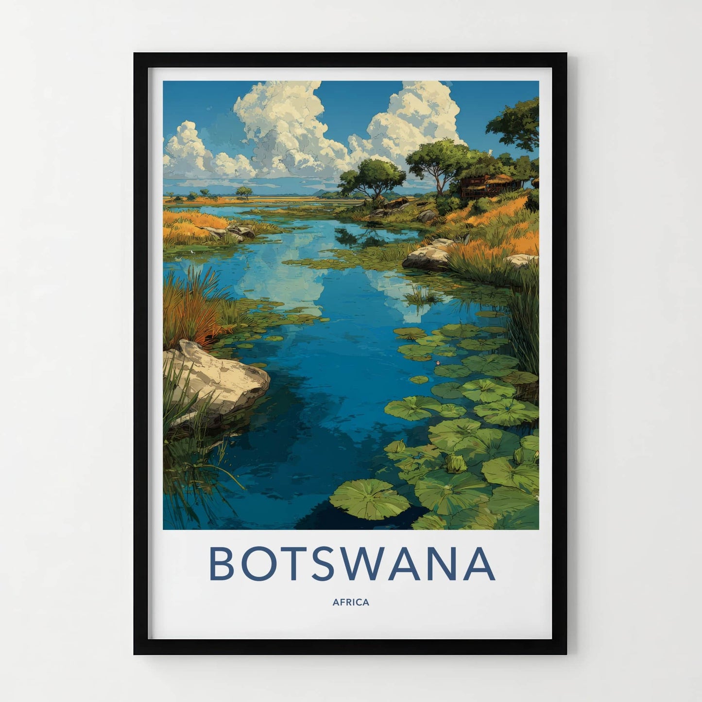 Botswana Poster - Africa Wall Art - Lush Watery Landscape Home Decor