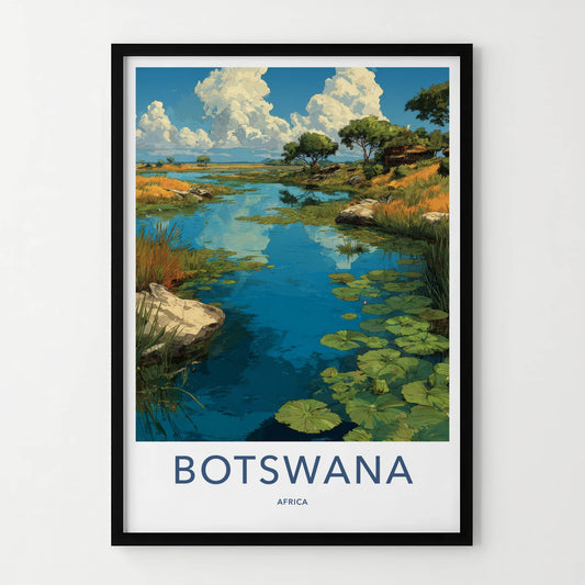 Botswana Poster - Africa Wall Art - Lush Watery Landscape Home Decor
