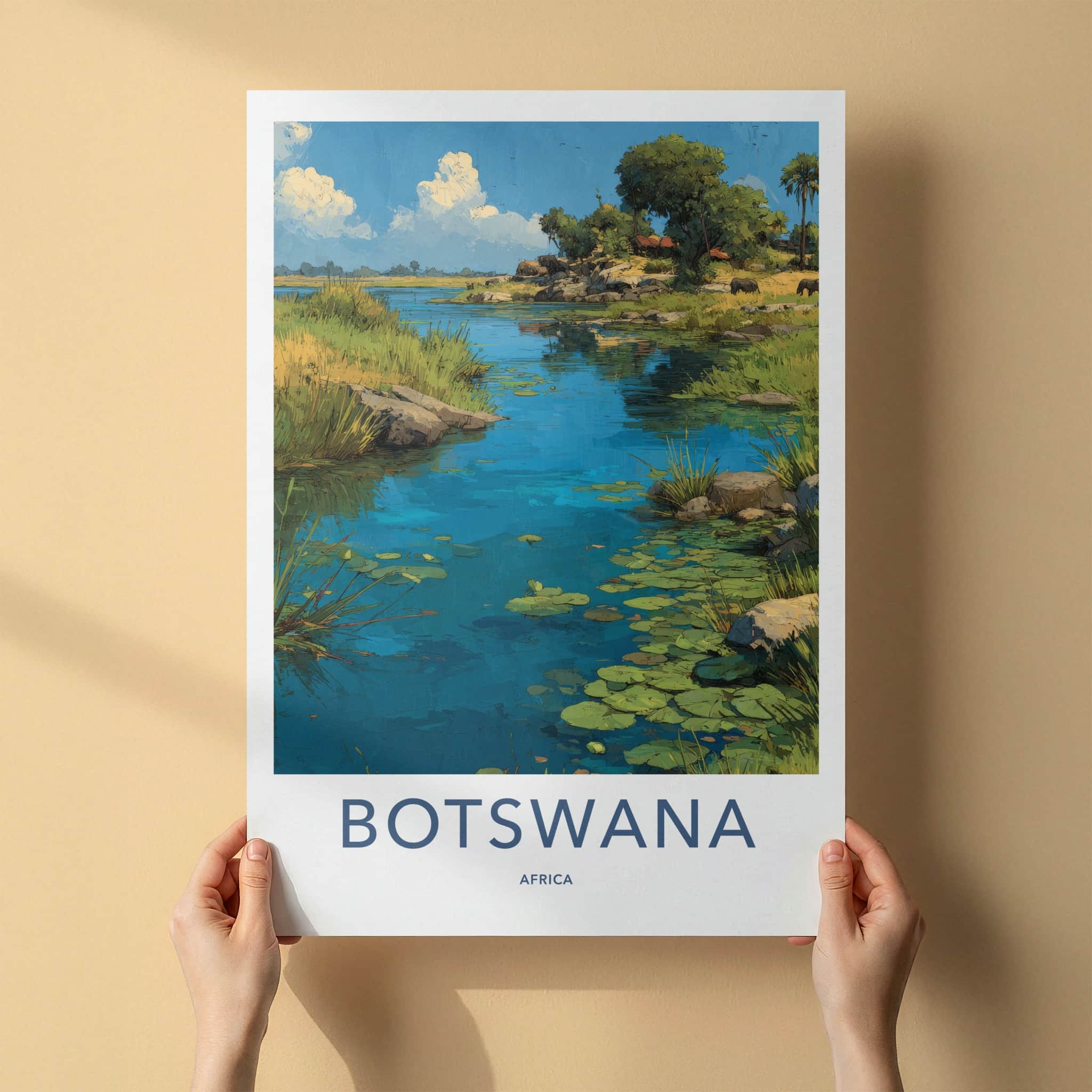 Botswana Poster - River Delta Travel Print - African Landscape Home Decor