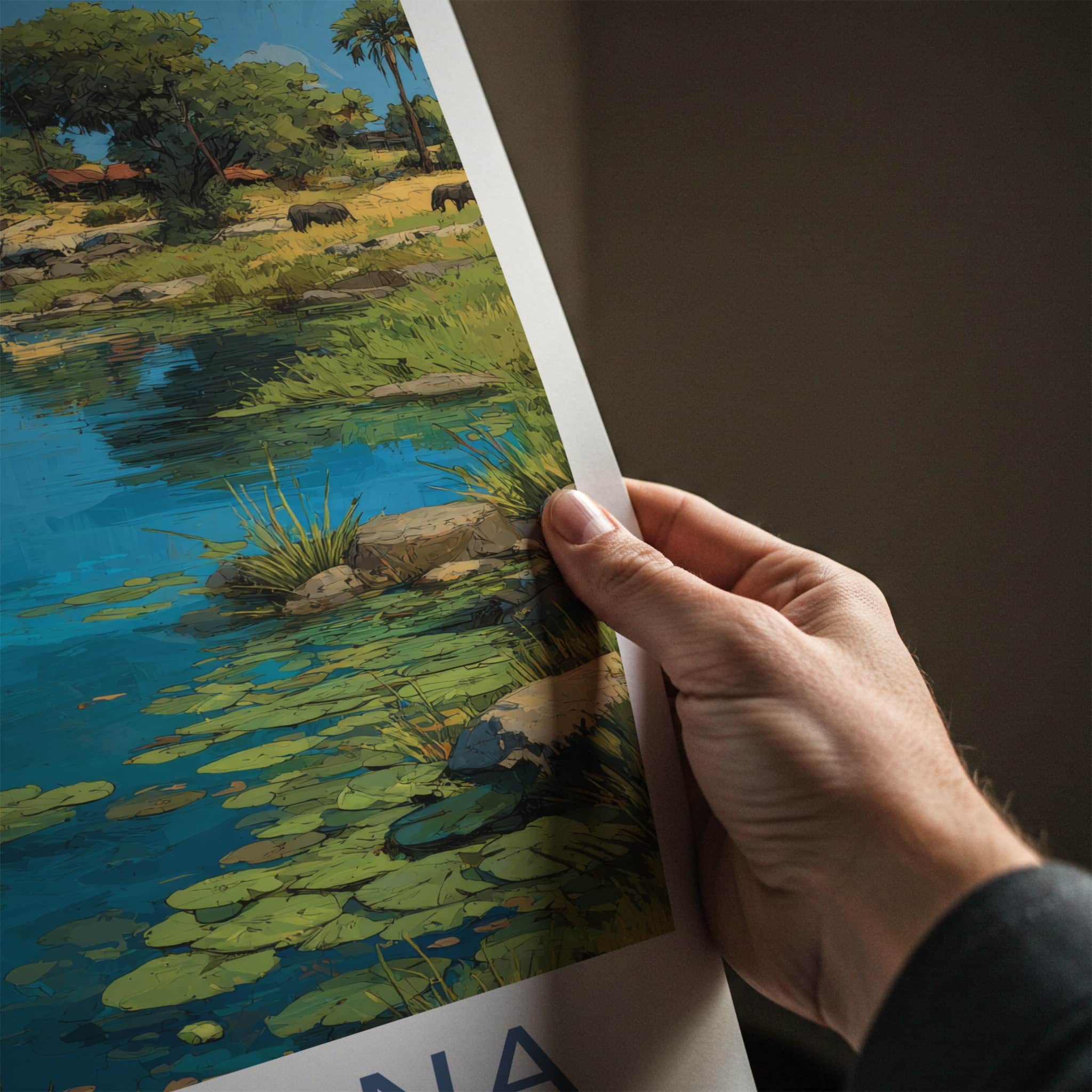 Botswana Poster - River Delta Travel Print - African Landscape Home Decor