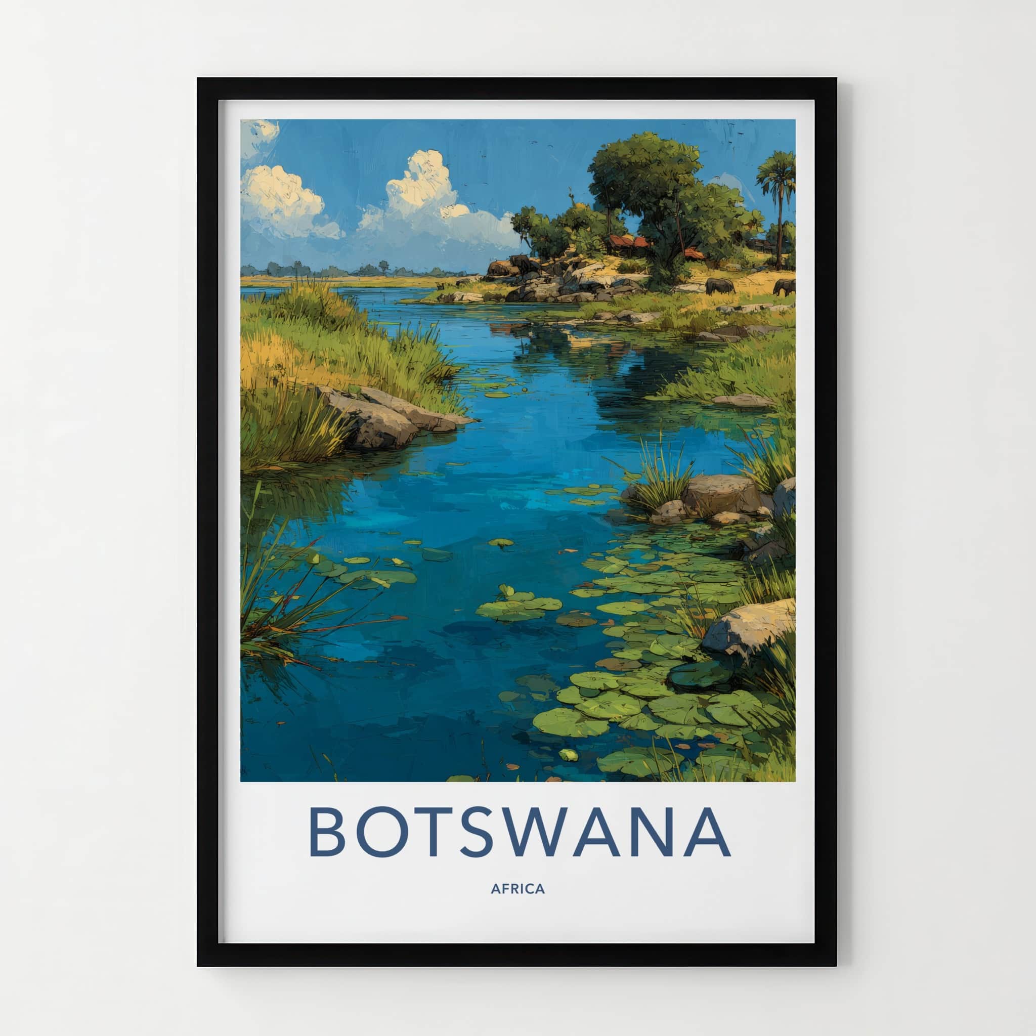 Botswana Poster - River Delta Travel Print - African Landscape Home Decor