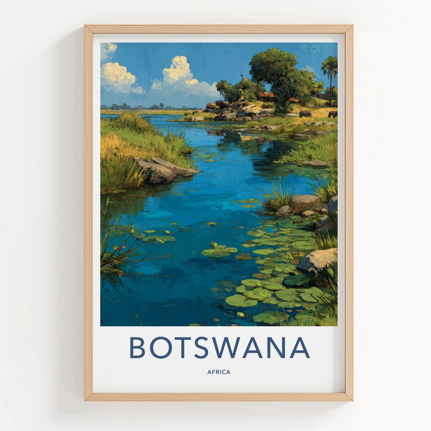 Botswana Poster - River Delta Travel Print - African Landscape Home Decor