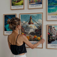 Boudhanath Poster - Nepal Framed Art - Prayer Flags Stupa Home Art