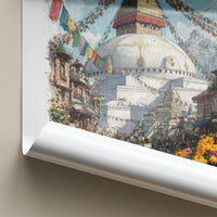 Boudhanath Poster - Nepal Travel Art - Sacred Stupa Flags Home Decor