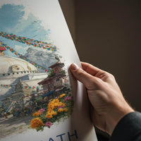 Boudhanath Poster - Nepal Travel Art - Sacred Stupa Flags Home Decor