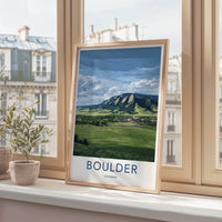 Boulder Poster - Colorado Travel Art - Flatirons Green Campus Wall Decor