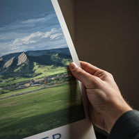 Boulder Poster - Colorado Travel Art - Flatirons Green Campus Wall Decor