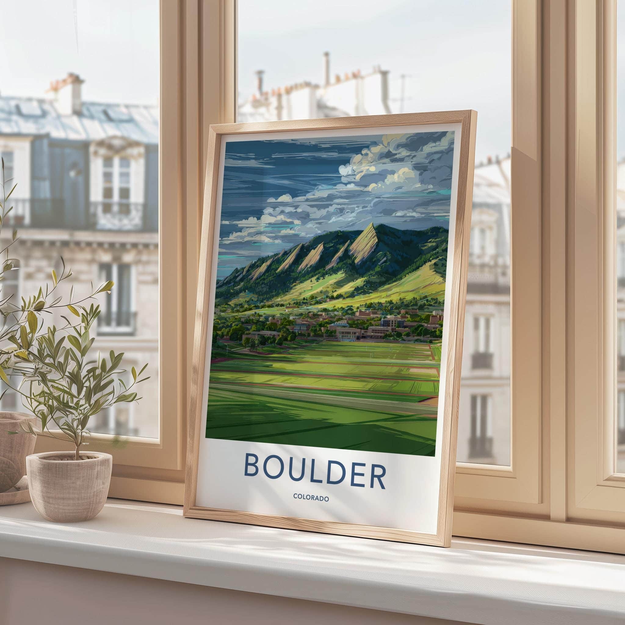 Boulder Poster - Colorado Travel Print - Iconic Flatirons View Home Decor