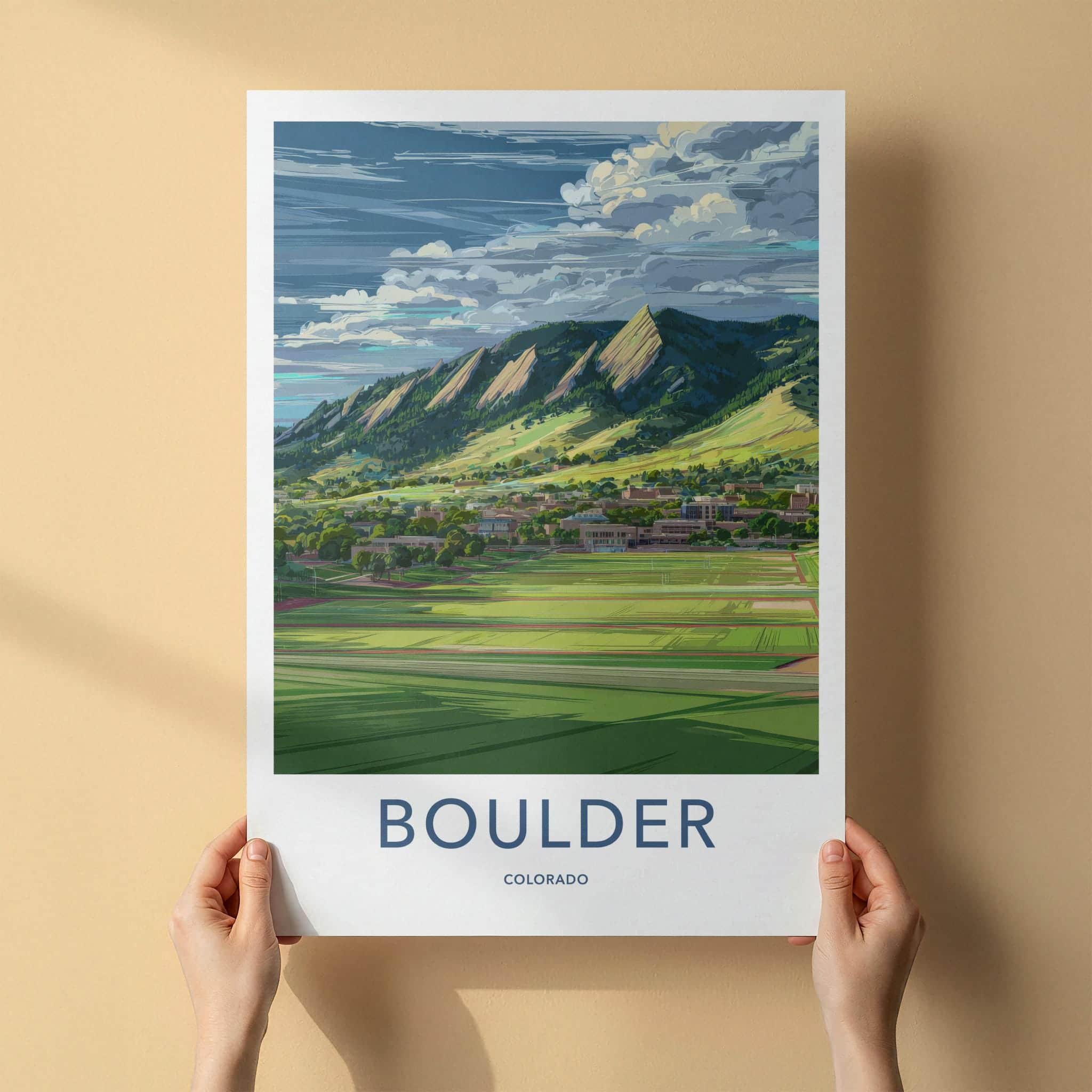 Boulder Poster - Colorado Travel Print - Iconic Flatirons View Home Decor