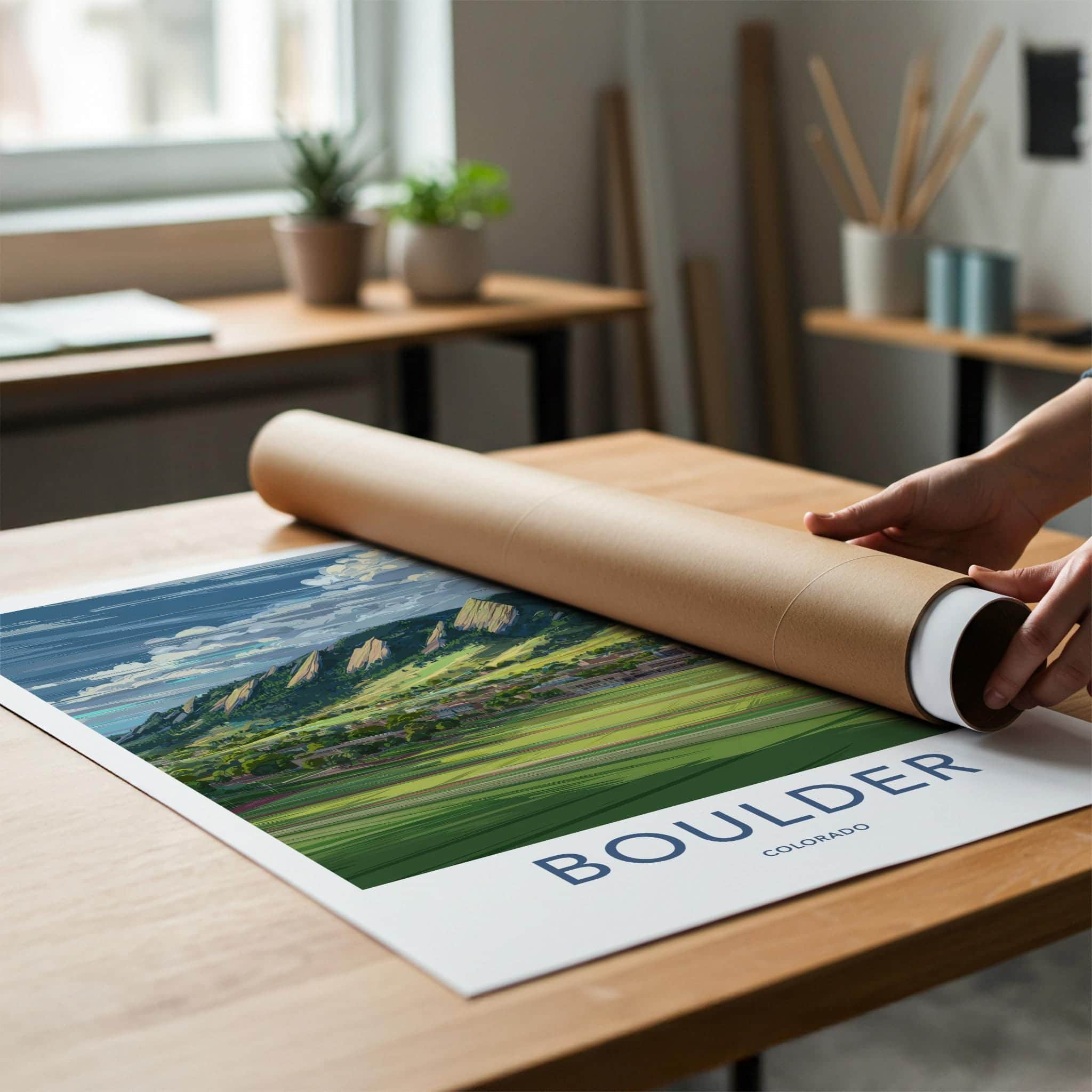 Boulder Poster - Colorado Travel Print - Iconic Flatirons View Home Decor