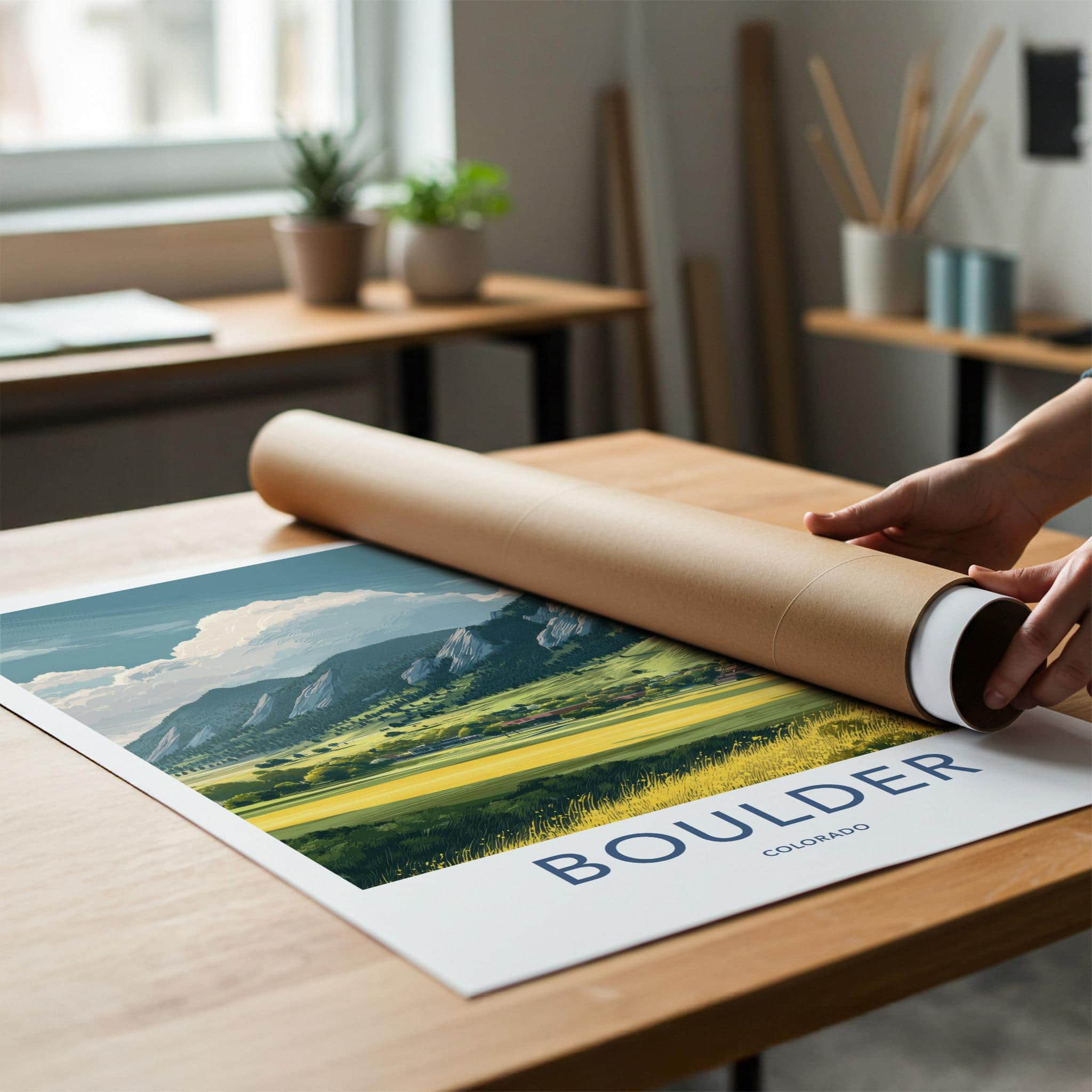 Boulder Poster - Colorado Wall Art - Flatirons Green Hills Home Decor