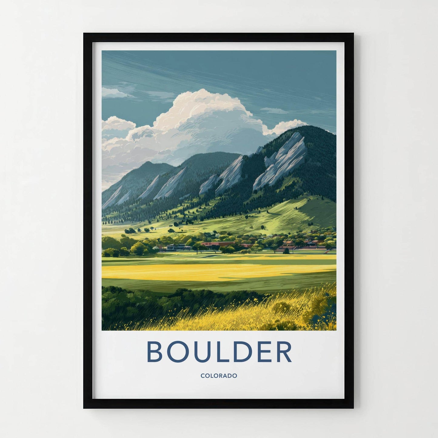 Boulder Poster - Colorado Wall Art - Flatirons Green Hills Home Decor