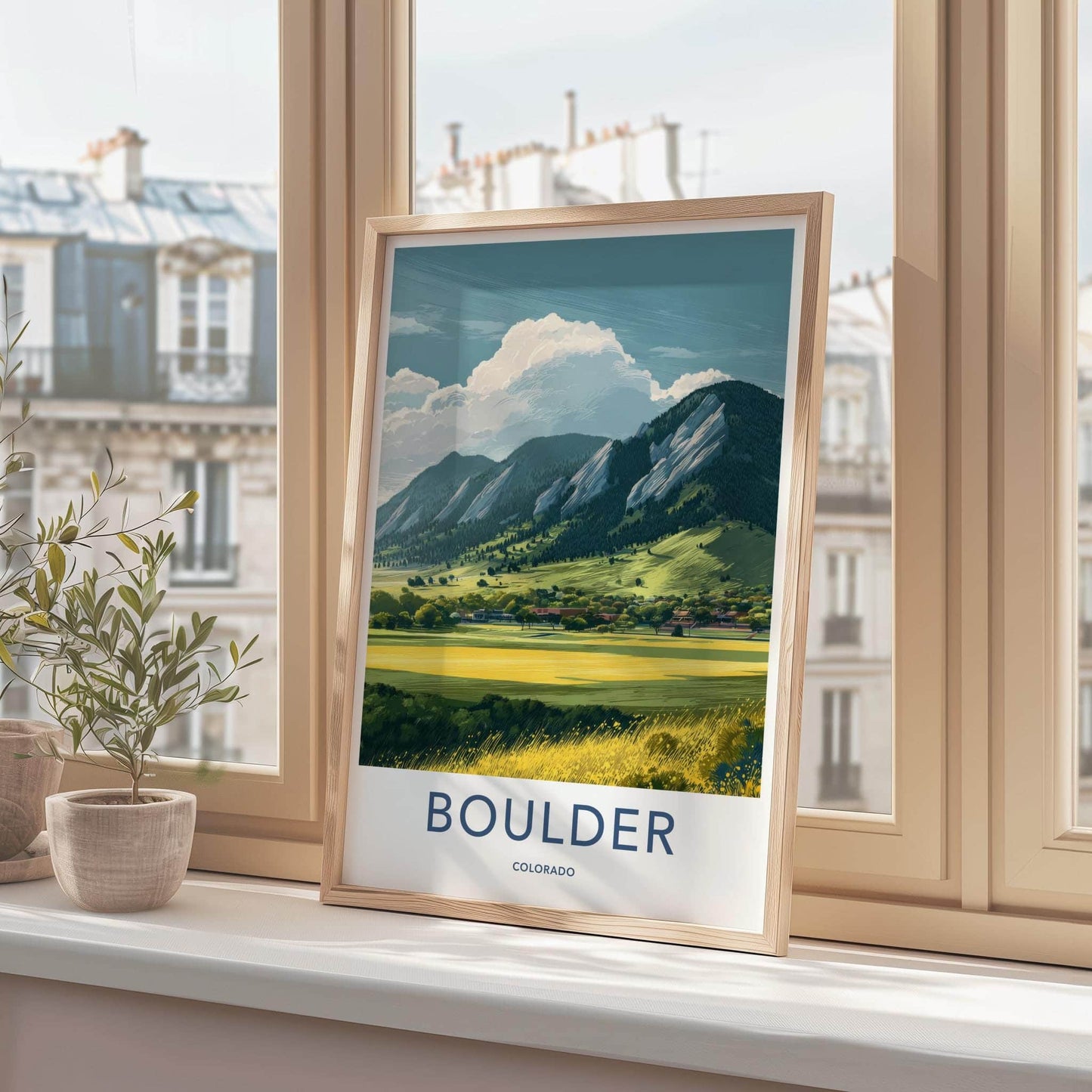 Boulder Poster - Colorado Wall Art - Flatirons Green Hills Home Decor