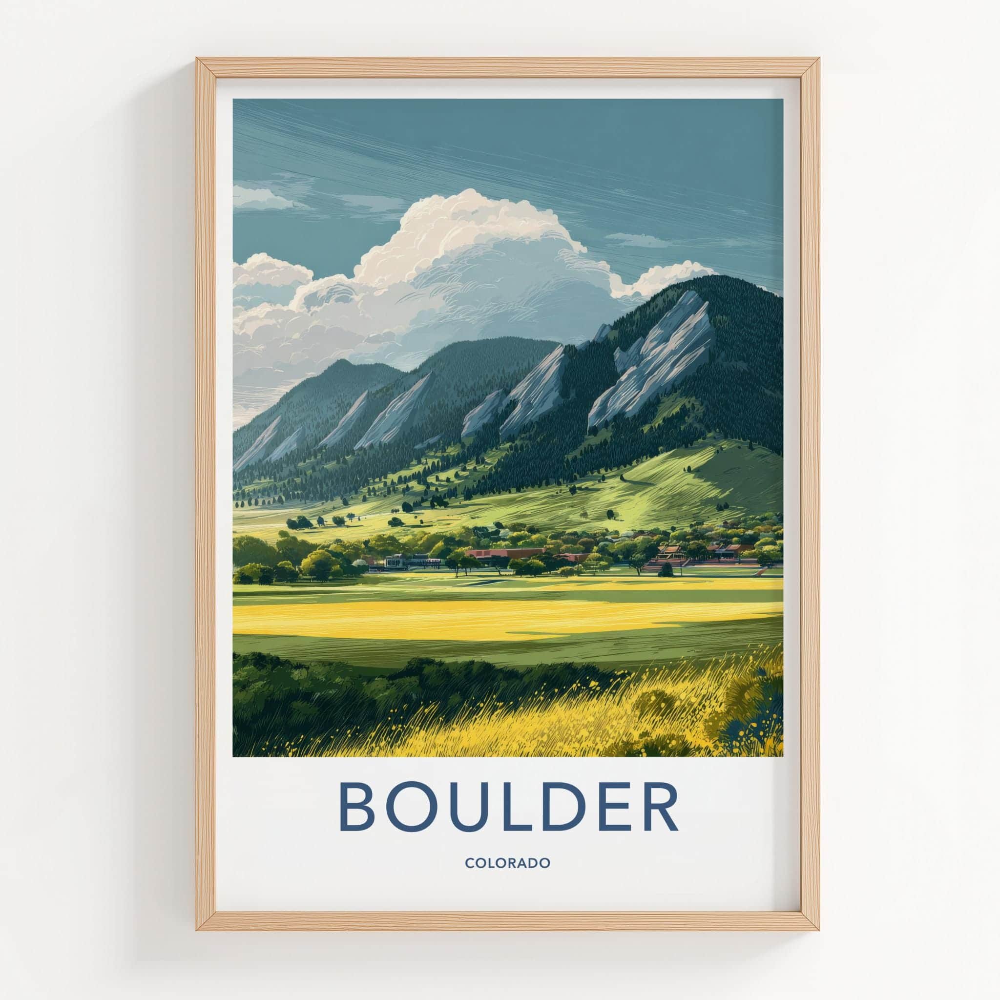 Boulder Poster - Colorado Wall Art - Flatirons Green Hills Home Decor