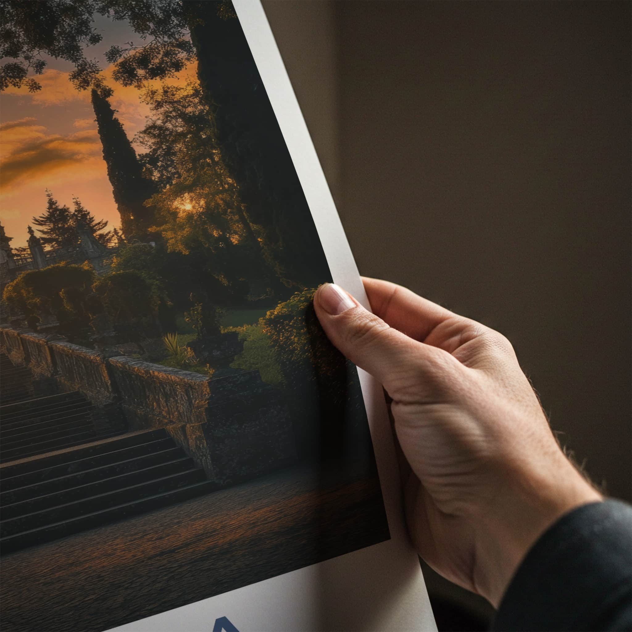Braga Poster - Portugal Travel Art - Sunset Stairway Sanctuary Home Decor