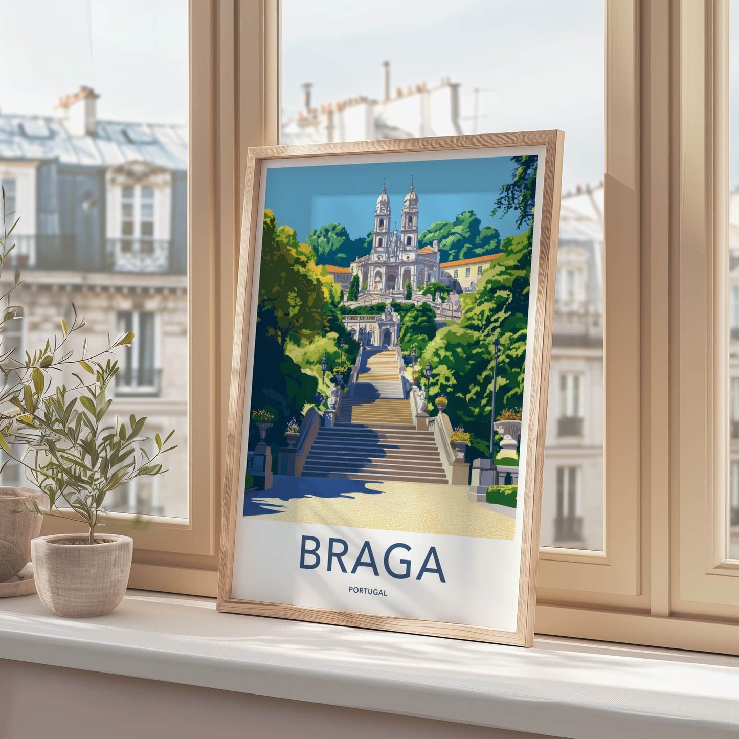 Braga Poster - Portugal Travel Print - Grand Staircase Sanctuary Wall Decor