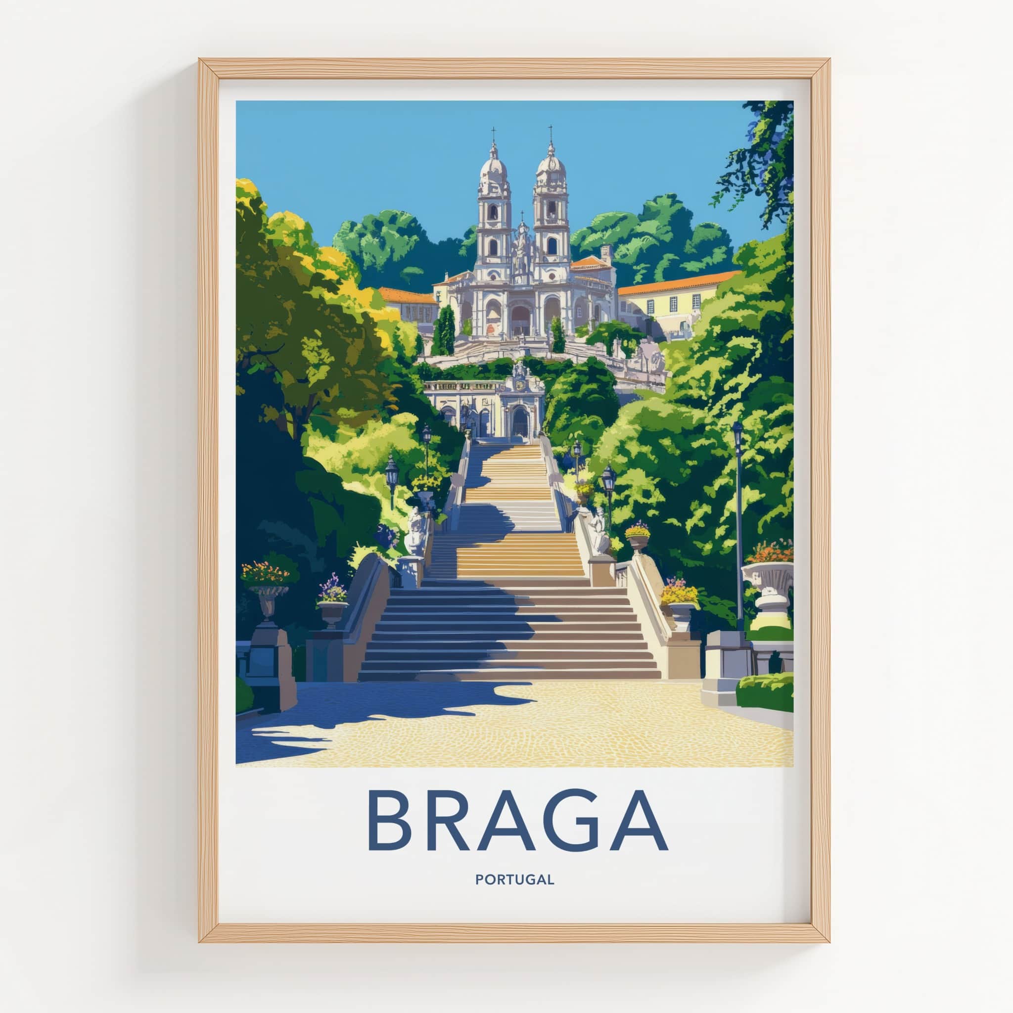 Braga Poster - Portugal Travel Print - Grand Staircase Sanctuary Wall Decor