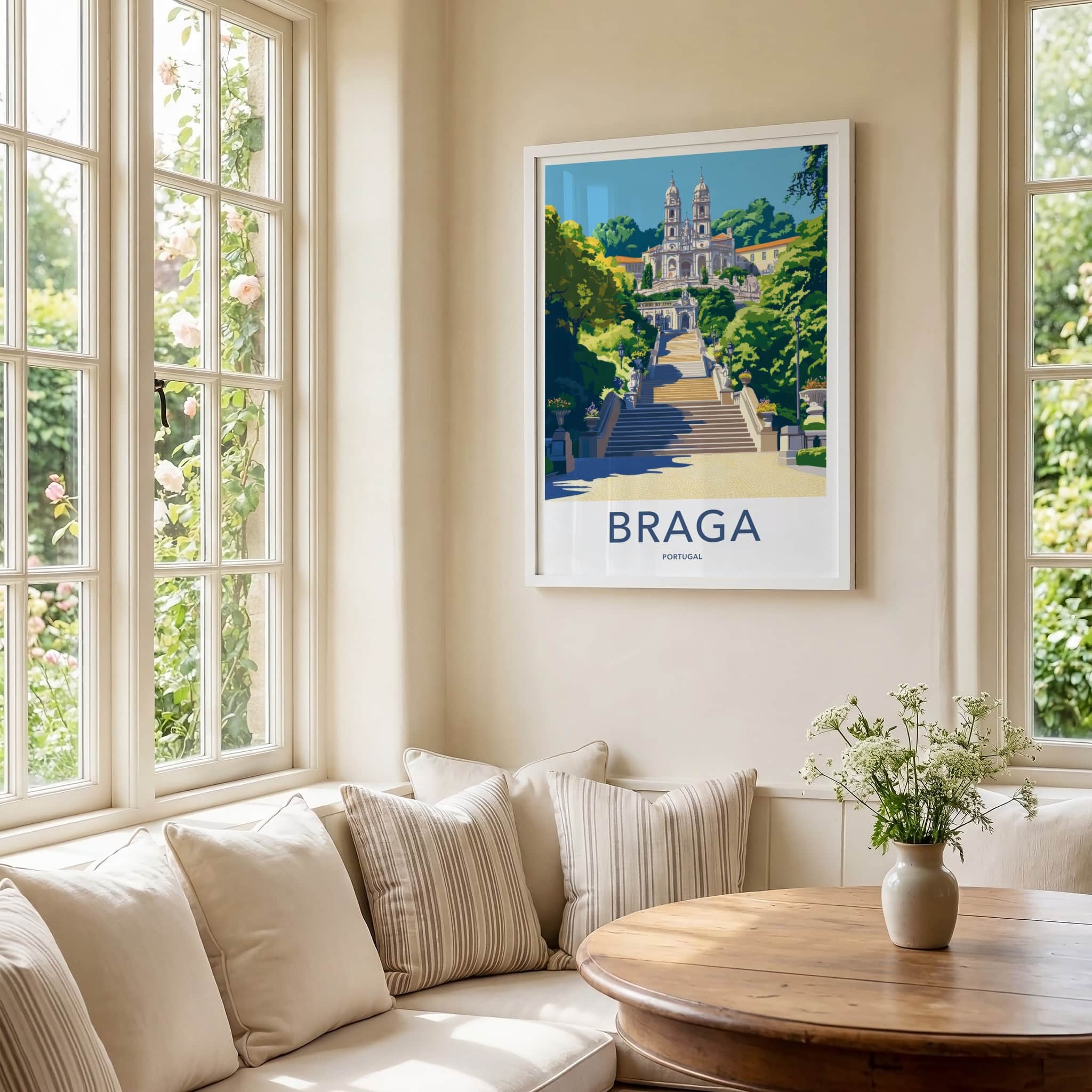 Braga Poster - Portugal Travel Print - Grand Staircase Sanctuary Wall Decor