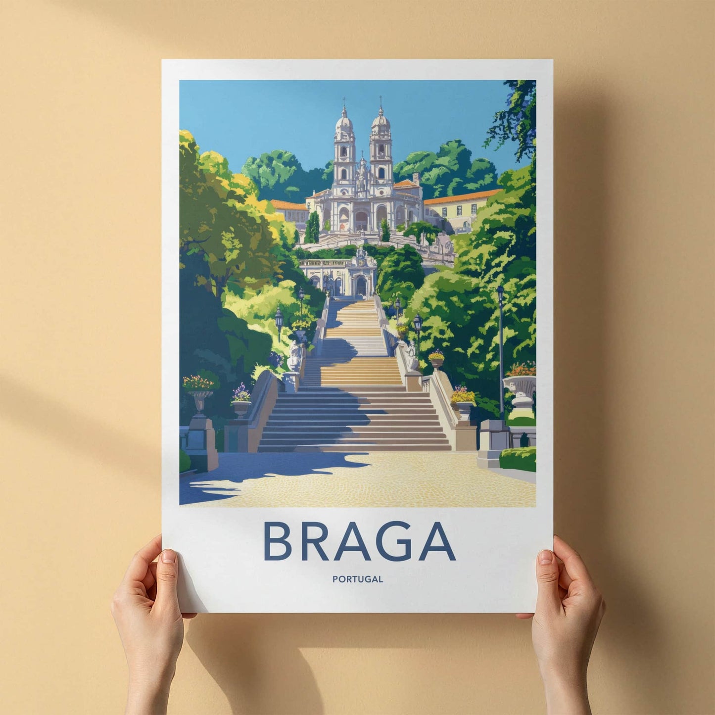 Braga Poster - Portugal Travel Print - Grand Staircase Sanctuary Wall Decor