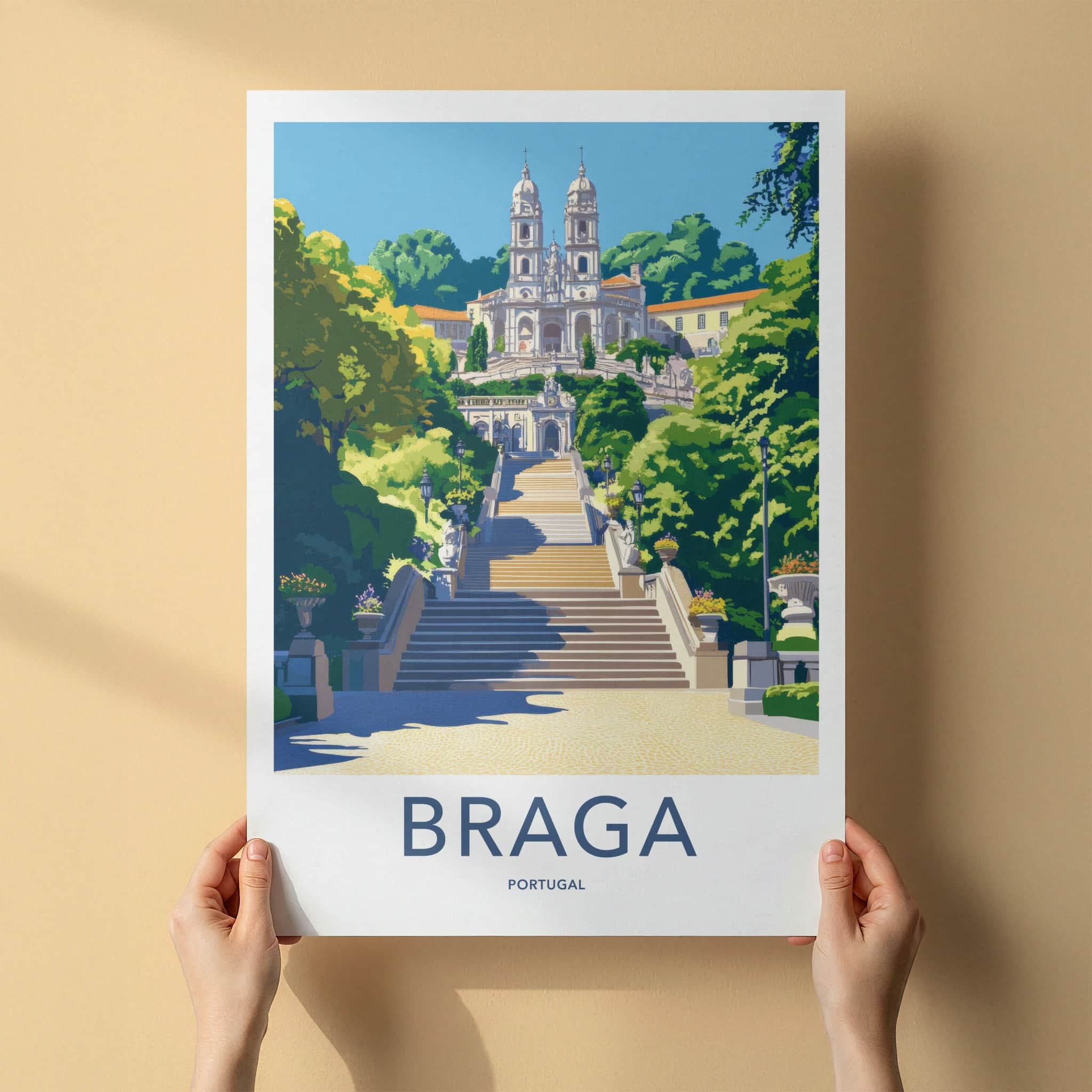 Braga Poster - Portugal Travel Print - Grand Staircase Sanctuary Wall Decor