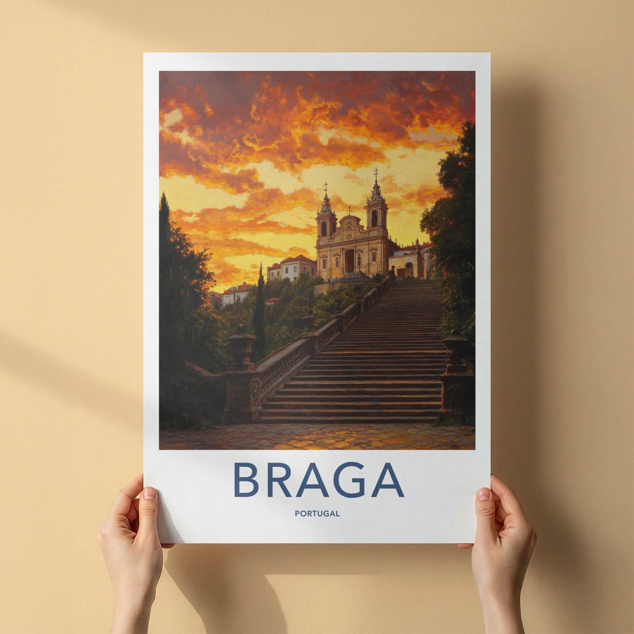 Braga Poster - Portugal Wall Art - Grand Stairway Church Home Decor