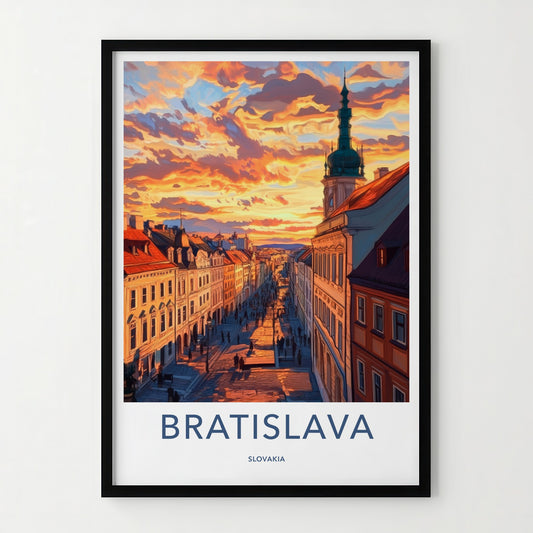 Bratislava Poster - Slovakia Framed Print - Vivid Street Sunset Framed Decor