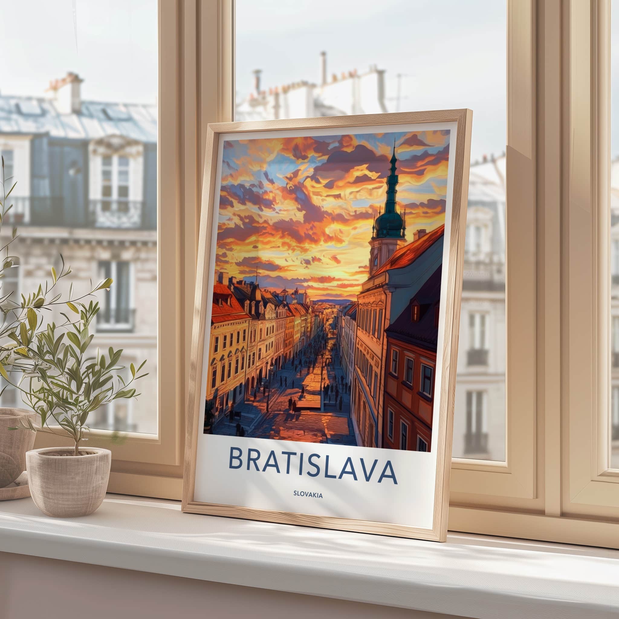 Bratislava Poster - Slovakia Framed Print - Vivid Street Sunset Framed Decor