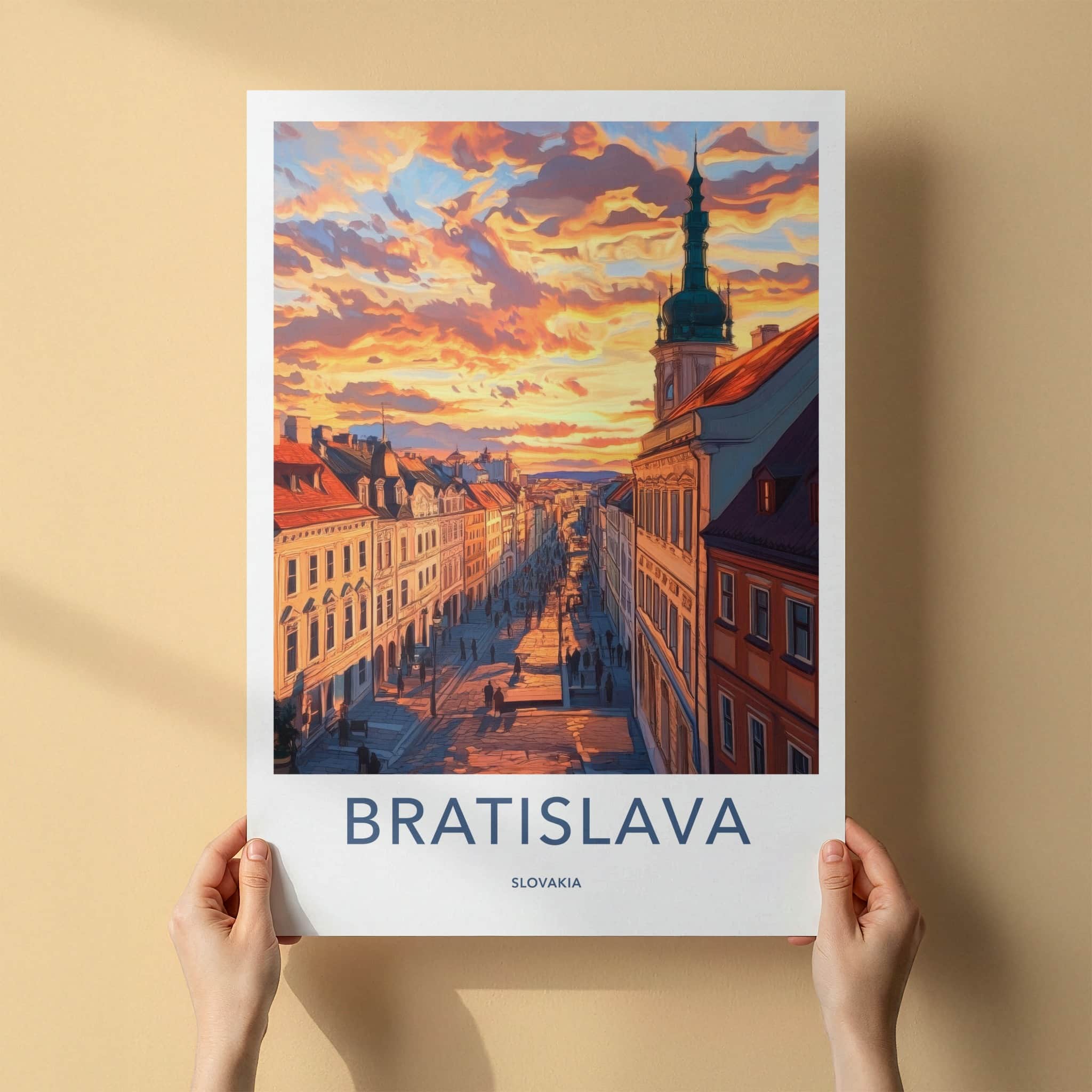 Bratislava Poster - Slovakia Framed Print - Vivid Street Sunset Framed Decor