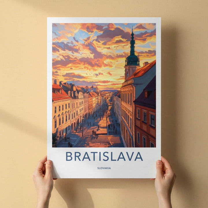 Bratislava Poster - Slovakia Framed Print - Vivid Street Sunset Framed Decor