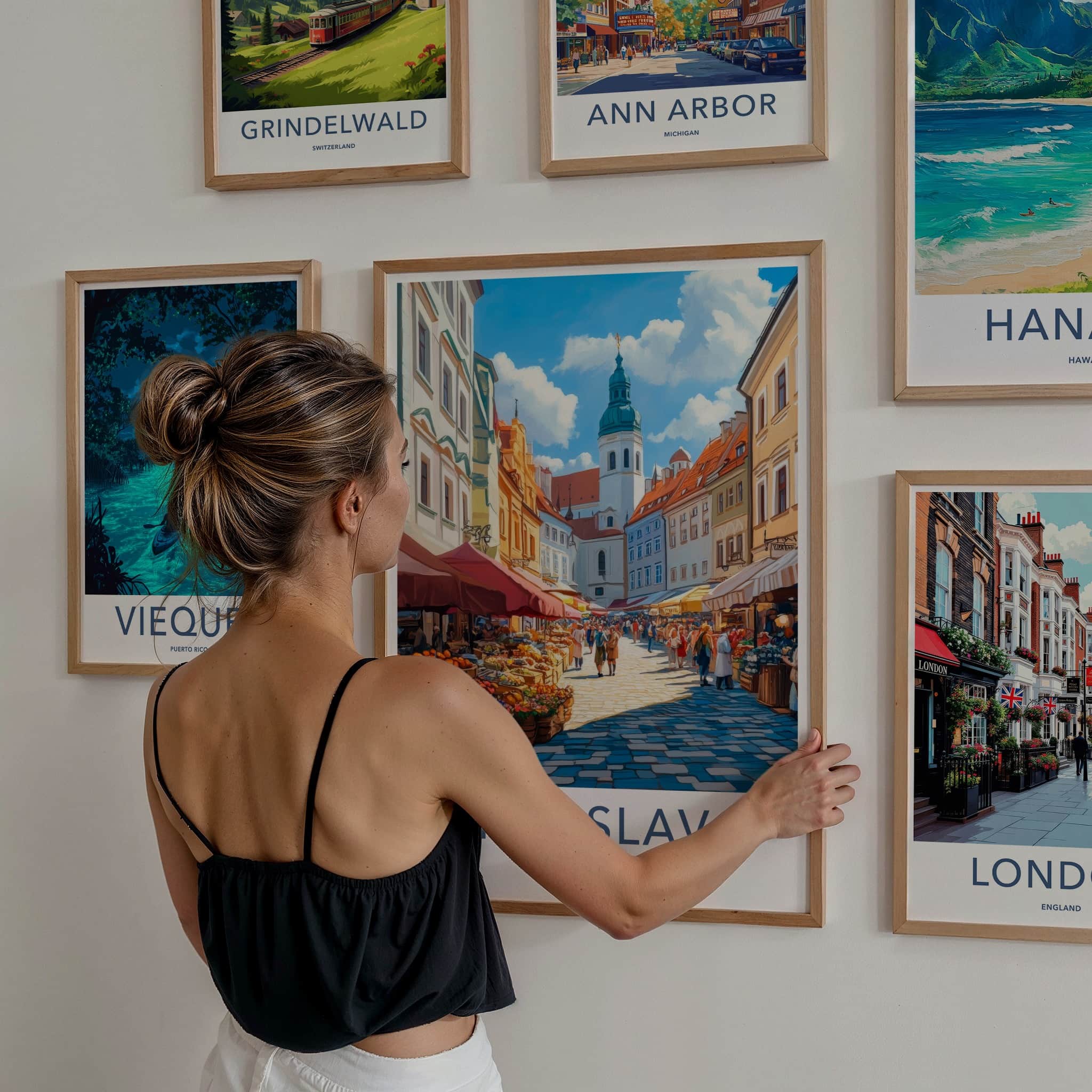 Bratislava Poster - Slovakia Travel Art - Lively Street Market Wall Decor