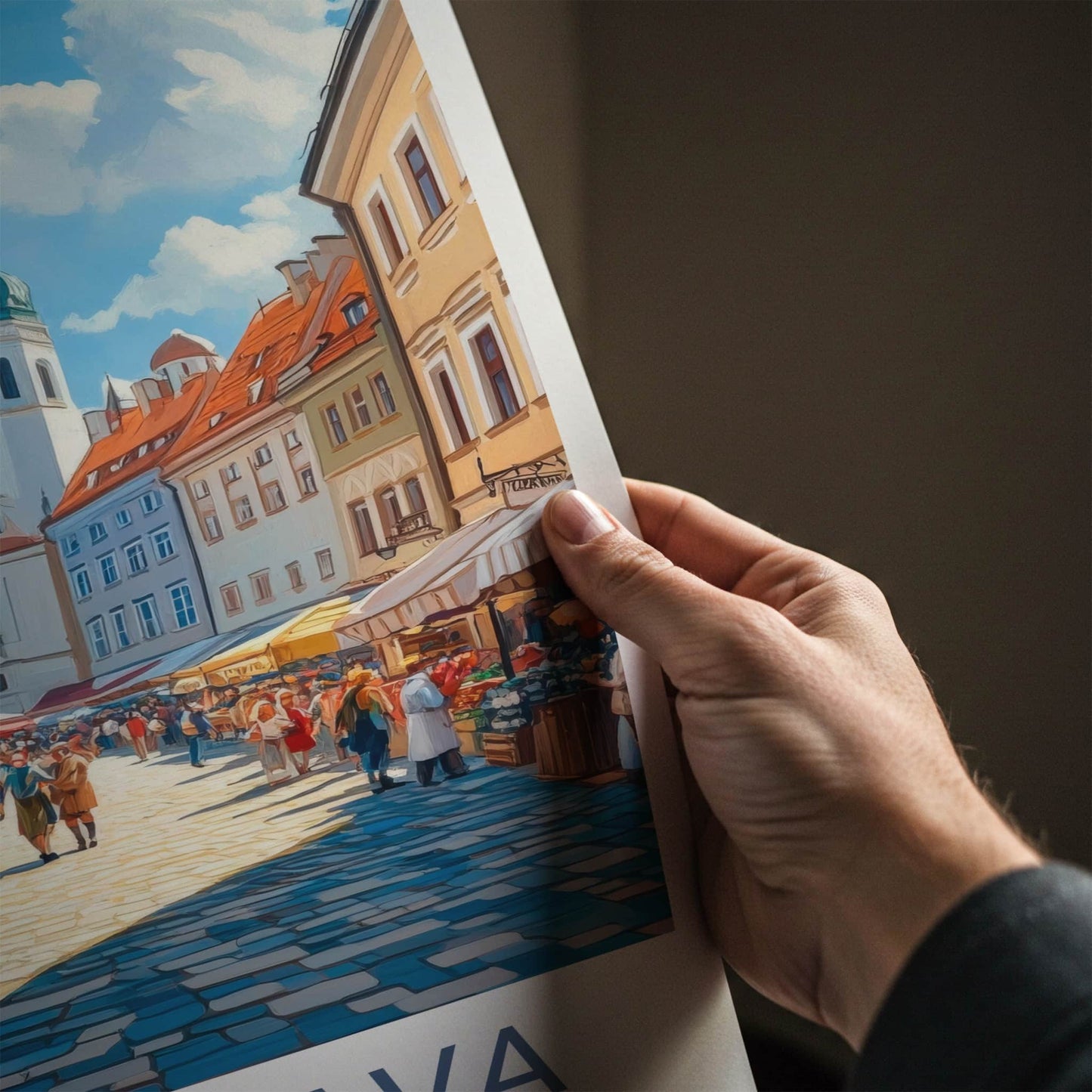 Bratislava Poster - Slovakia Travel Art - Lively Street Market Wall Decor