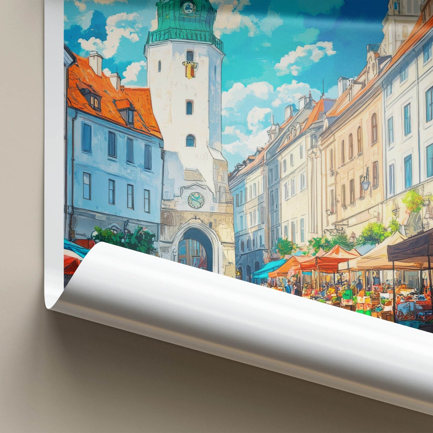 Bratislava Poster - Slovakia Travel Art - Market Square Tower Home Decor