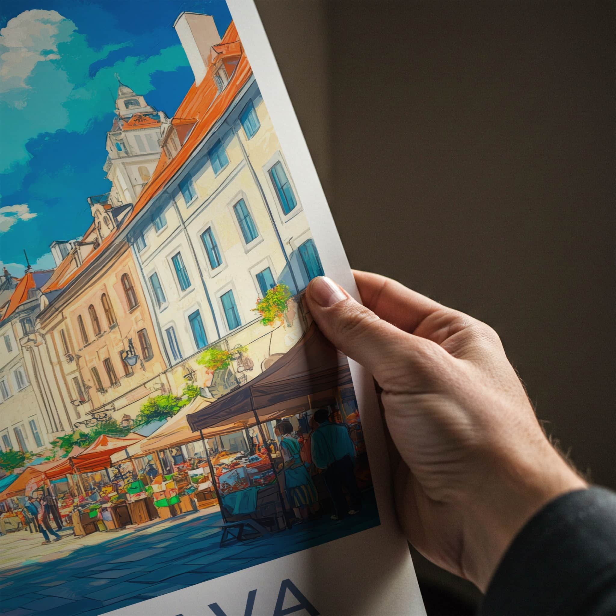 Bratislava Poster - Slovakia Travel Art - Market Square Tower Home Decor
