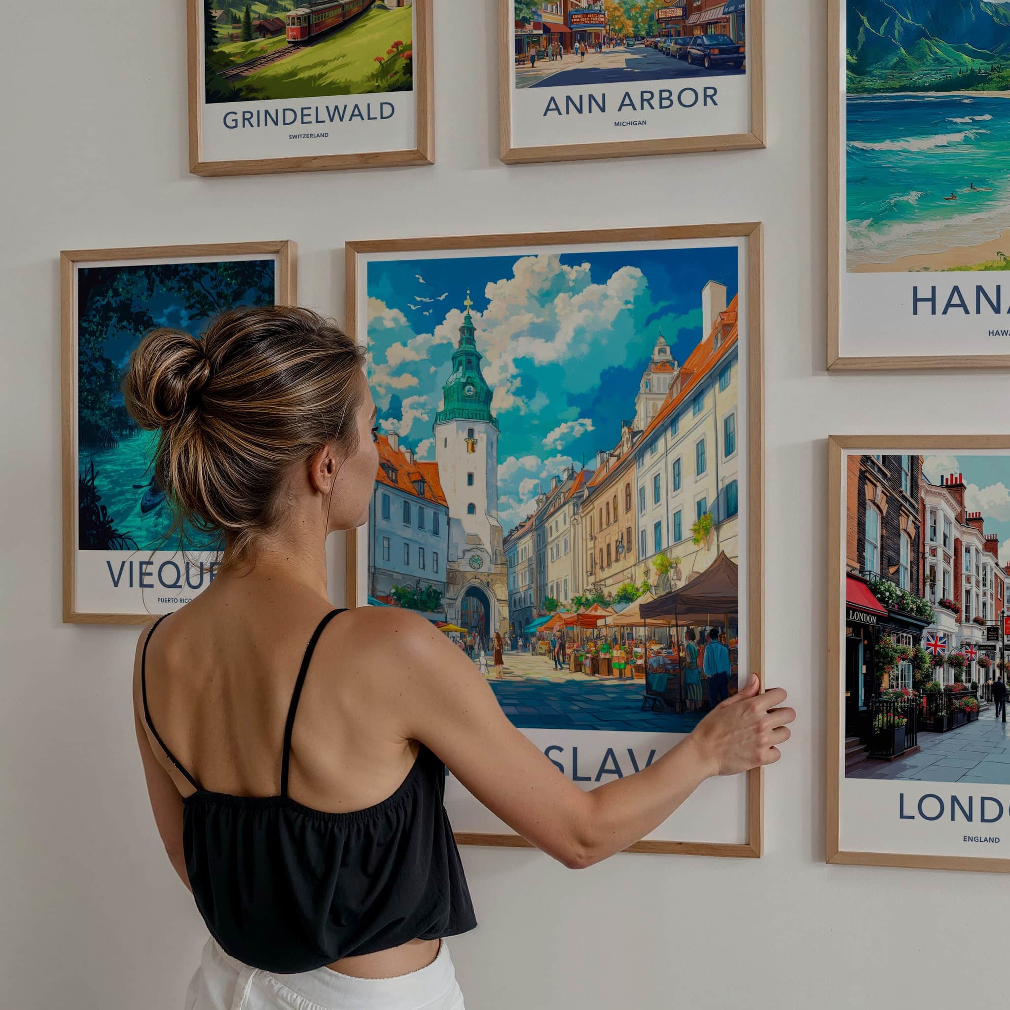 Bratislava Poster - Slovakia Travel Art - Market Square Tower Home Decor