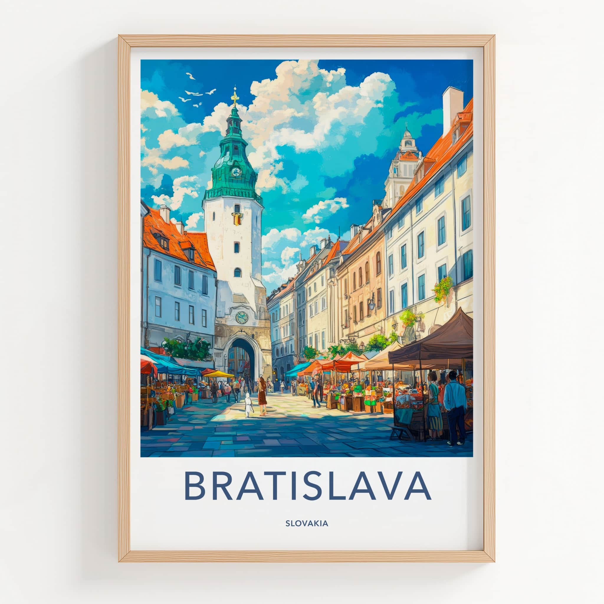 Bratislava Poster - Slovakia Travel Art - Market Square Tower Home Decor