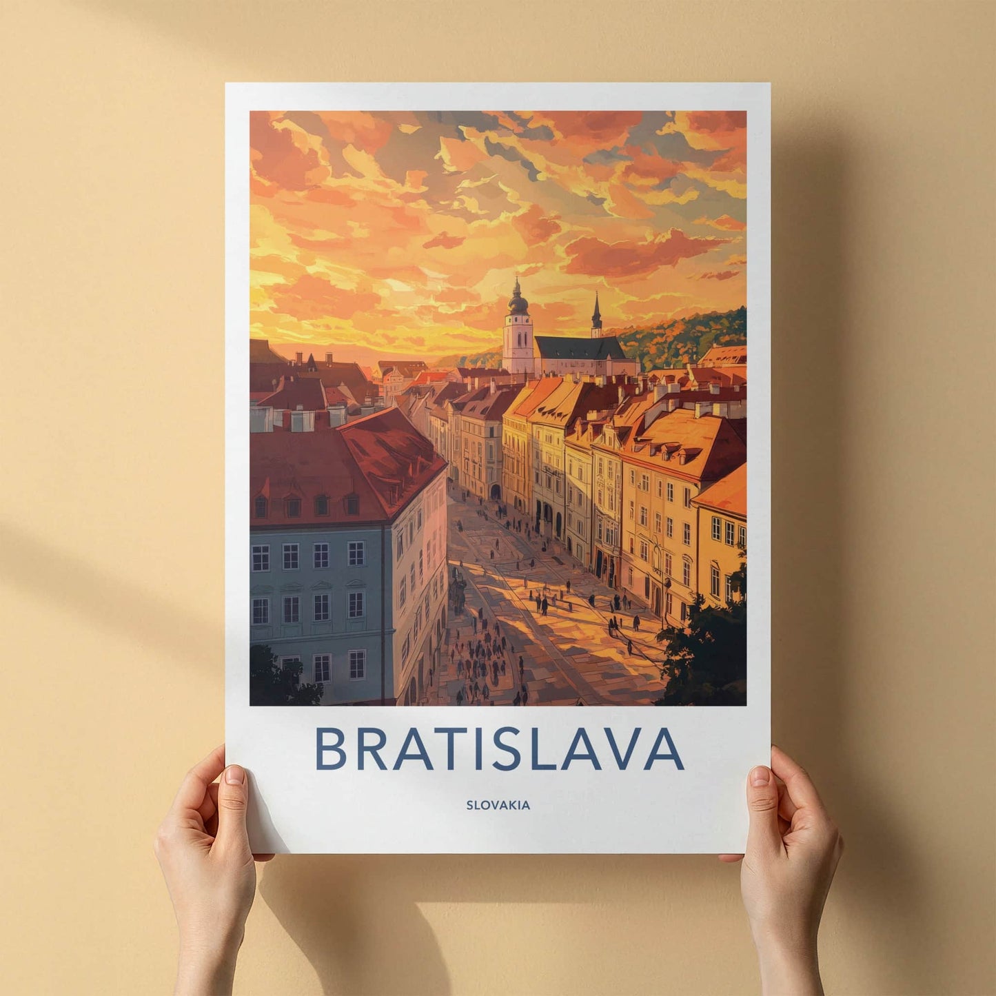 Bratislava Poster - Slovakia Travel Art - Sunset City Street Home Decor