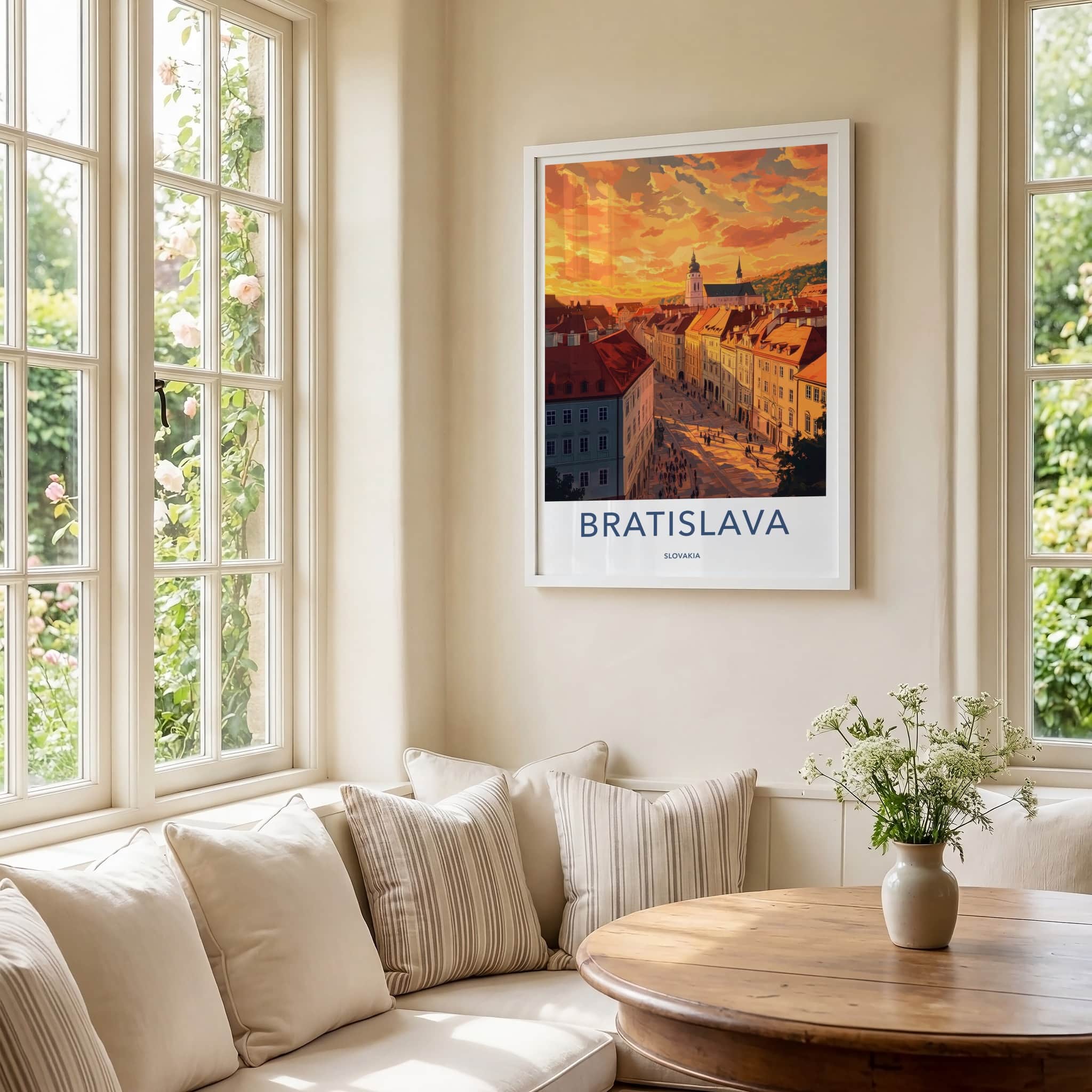 Bratislava Poster - Slovakia Travel Art - Sunset City Street Home Decor