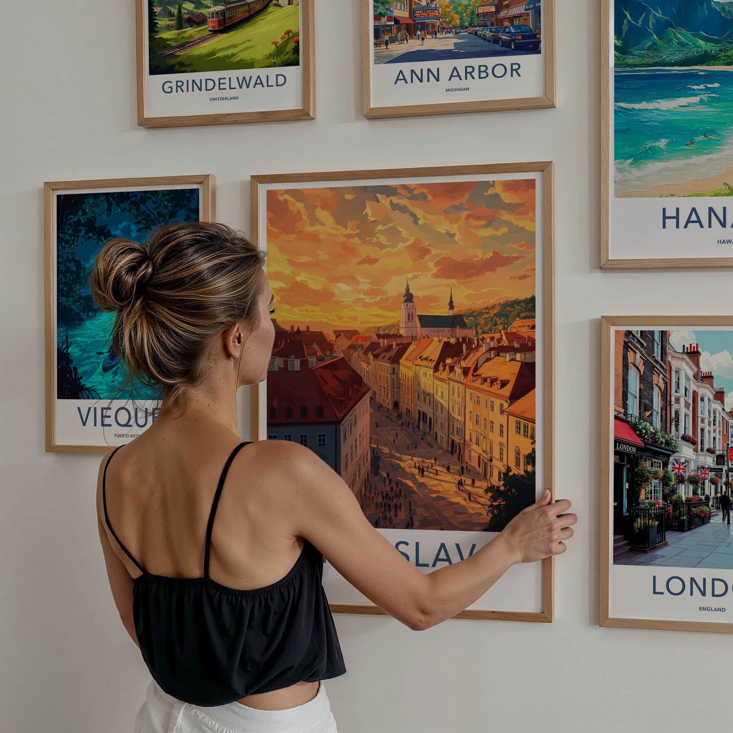 Bratislava Poster - Slovakia Travel Art - Sunset City Street Home Decor