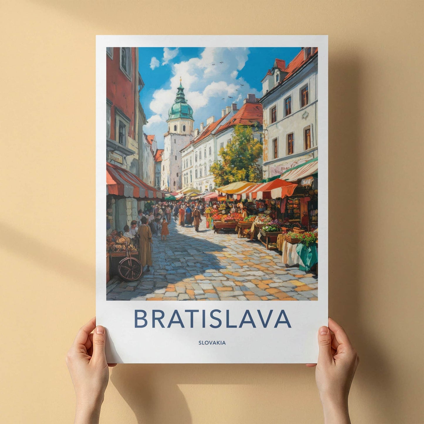 Bratislava Poster - Slovakia Travel Art - Vibrant Street Market Home Decor