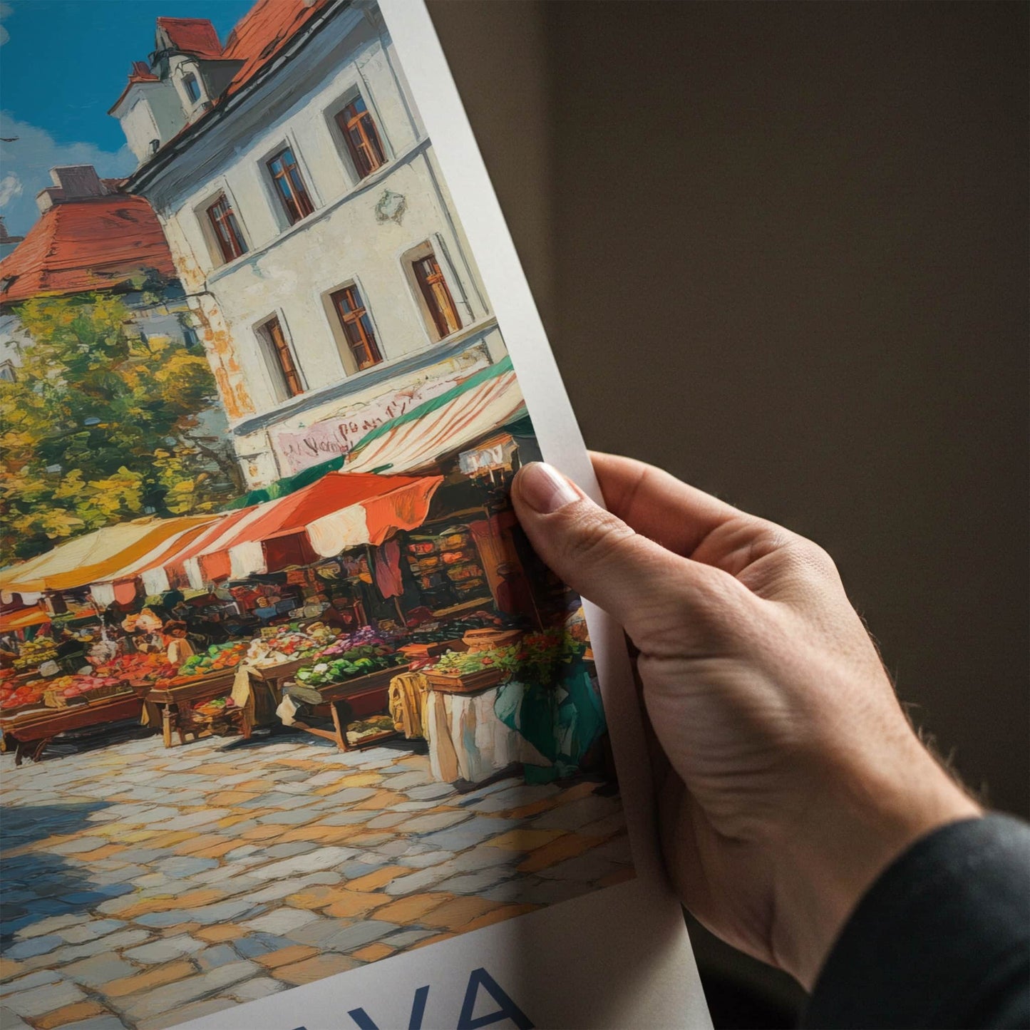 Bratislava Poster - Slovakia Travel Art - Vibrant Street Market Home Decor