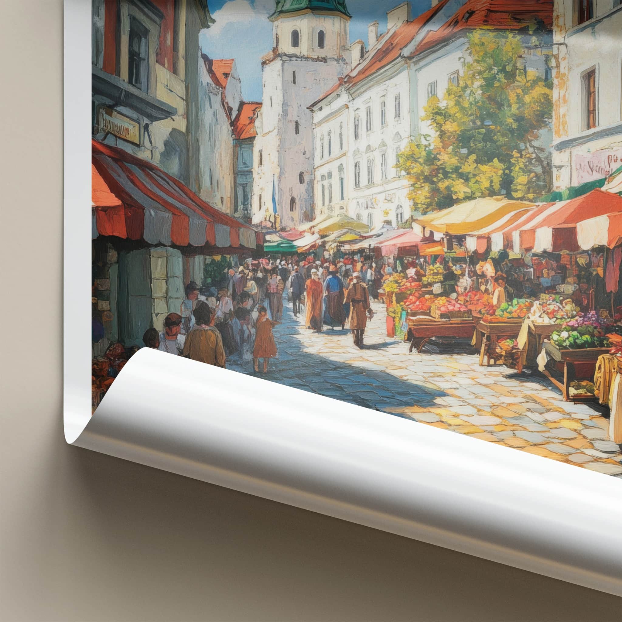 Bratislava Poster - Slovakia Travel Art - Vibrant Street Market Home Decor