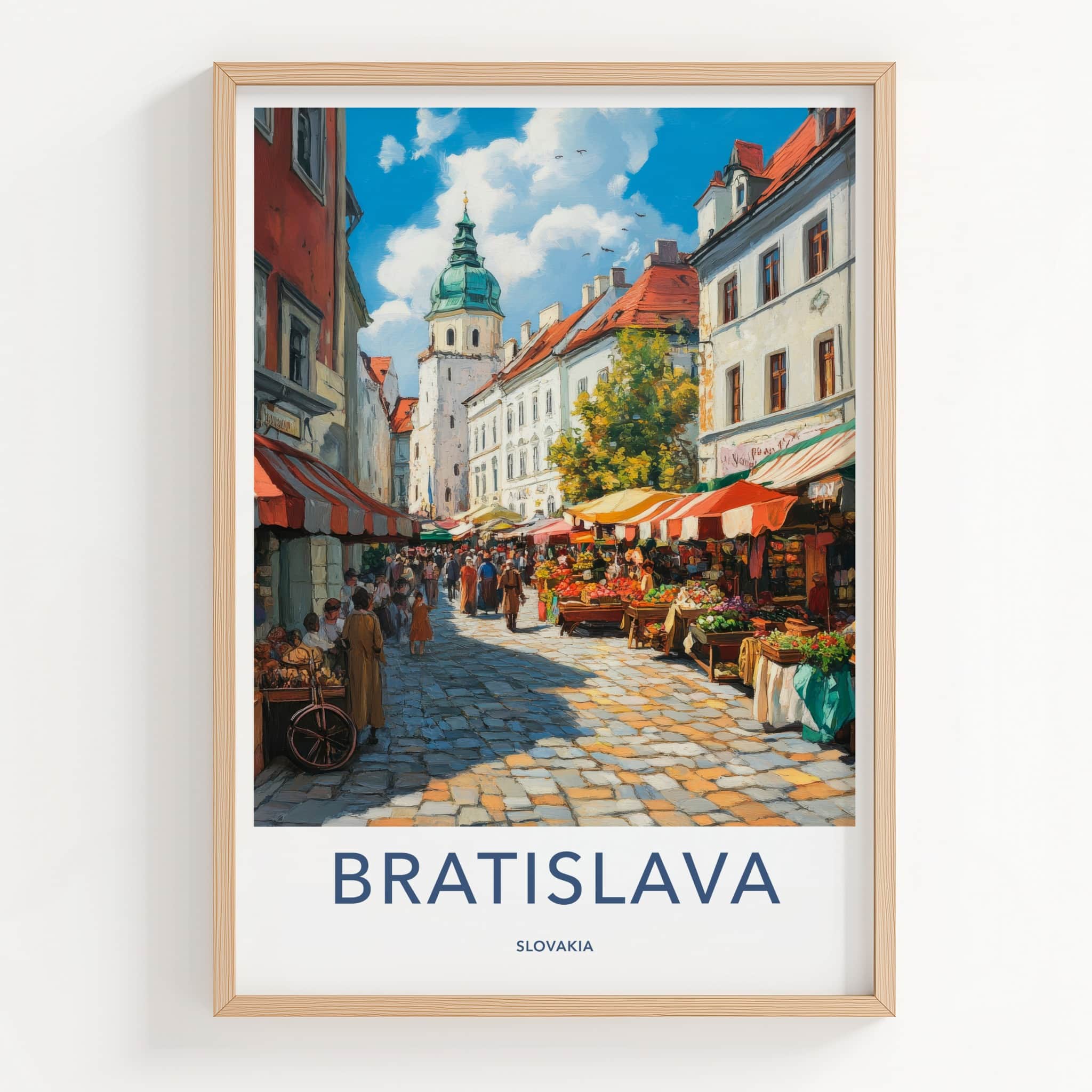 Bratislava Poster - Slovakia Travel Art - Vibrant Street Market Home Decor