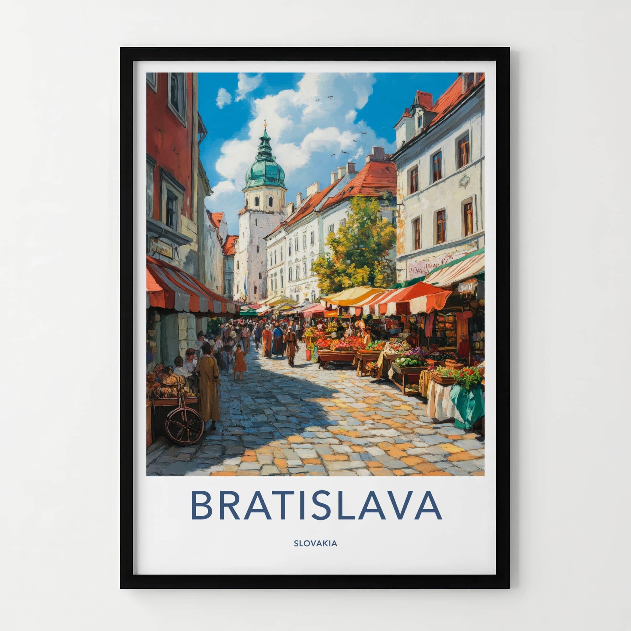 Bratislava Poster - Slovakia Travel Art - Vibrant Street Market Home Decor