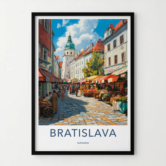 Bratislava Poster - Slovakia Travel Art - Vibrant Street Market Home Decor