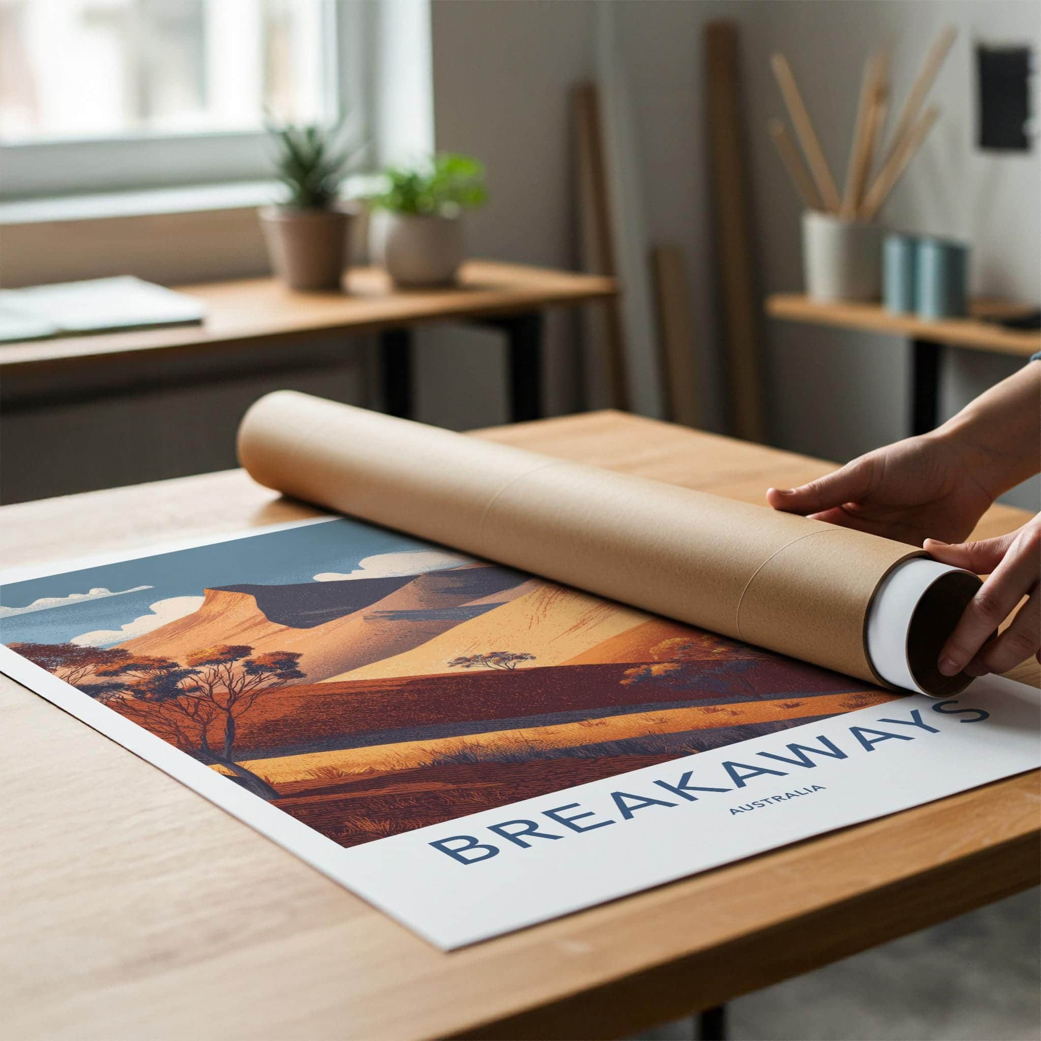 Breakaways Poster - Australia Scenic Art - Outback Sandy Hills Wall Decor